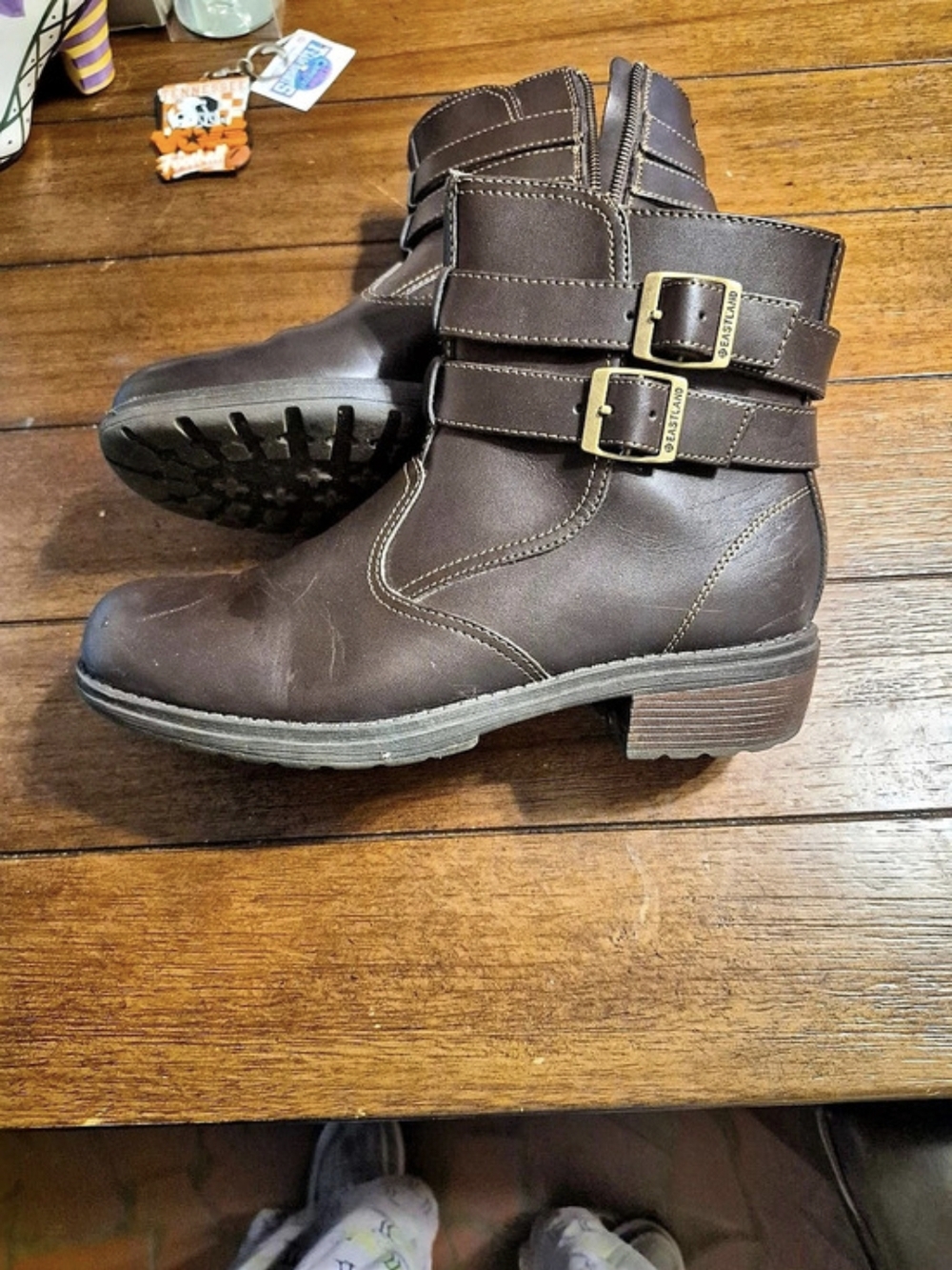 Eastland Whistle Stop Brown Leather Ankle Boots US 9M